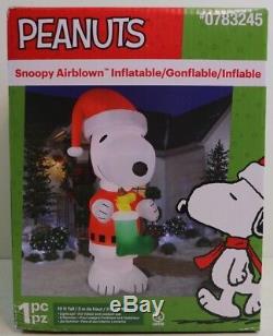 Huge Gemmy Peanuts SNOOPY Woodstock Christmas Airblown Inflatable Yard Blow Up