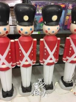 Huge Lot Of 8 Vintage Blow Mold Toy Soldiers Lawn Decor Christmas