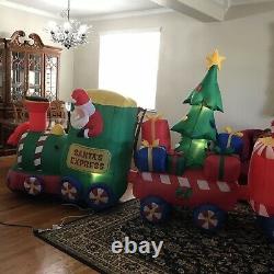 Inflatable Airblown Santa Express Train 12 Feet Christmas Tree Presents Gemmy