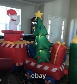 Inflatable Airblown Santa Express Train 12 Feet Christmas Tree Presents Gemmy