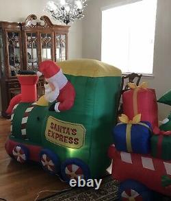 Inflatable Airblown Santa Express Train 12 Feet Christmas Tree Presents Gemmy