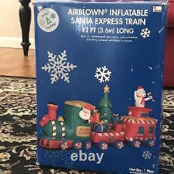 Inflatable Airblown Santa Express Train 12 Feet Christmas Tree Presents Gemmy