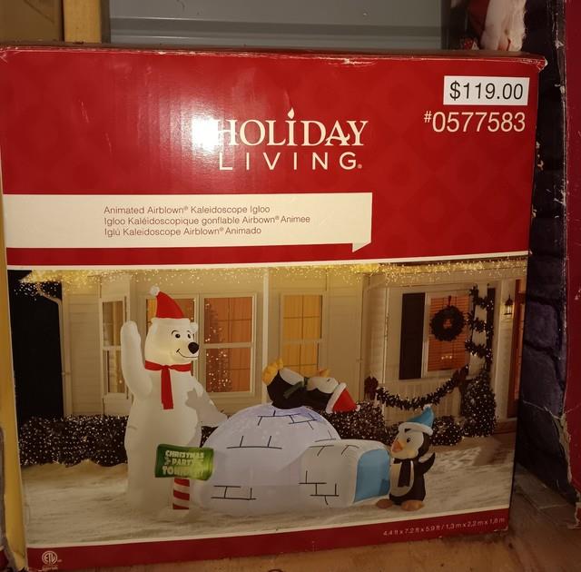 Inflatable Gemmy Polar Bear With Kaleidoscope Igloo With Motion