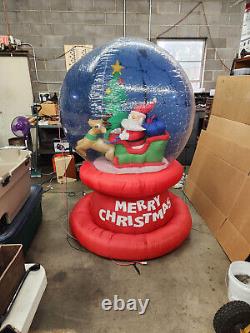 Inflatable SNOW GLOBE 6' RARE Santa & Reindeer & Tree cool lights Airblown Yard