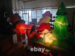 Inflatable Santa sleigh horse clydesdale Xmas lawn decor light up vintage