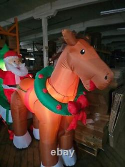 Inflatable Santa sleigh horse clydesdale Xmas lawn decor light up vintage