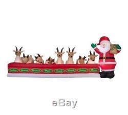 Inflatables Christmas 16.5' wide Santa Feeding 8 Reindeer Airblown Holiday Decor