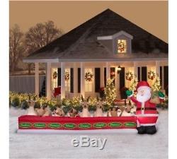 Inflatables Christmas 16.5' wide Santa Feeding 8 Reindeer Airblown Holiday Decor