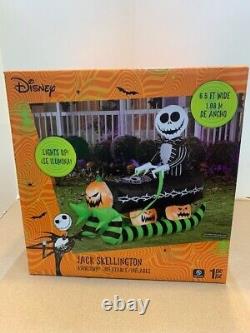Jack Skellington Coffin Sleigh Gemmy Halloween Airblown Inflatable Yard Prop