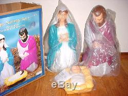Jesus Mary Joseph Blow Mold Light Nativity Baby Christmas General Foam Set 3pc