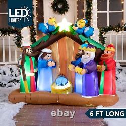 Joiedomi 6 ft Christmas Inflatable Nativity Scene with Angels with Build-in LEDs