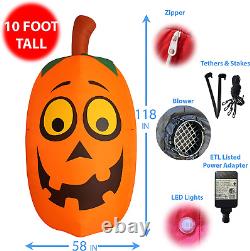 Jumbo Giant 10 Foot Tall Halloween Inflatable Silly Funny Cute Pumpkin Lights Li