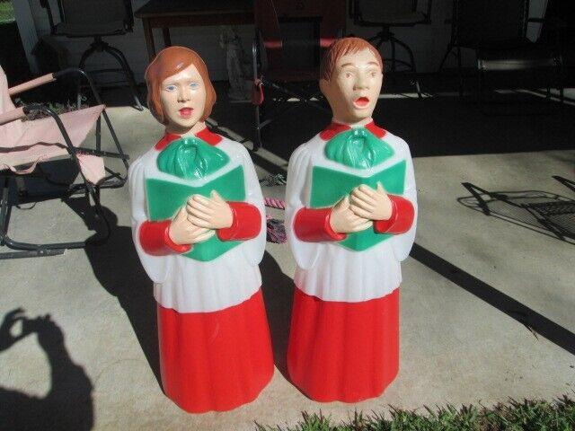 Large 40 Inch Tpi Boy Girl Carolers Blowmold Light Up