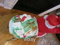 LARGE Vintage 1970 EMPIRE CHRISTMAS SANTA CLAUS Sleigh Lighted Blowmold NOEL