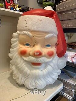 LARGE Vintage Blow Mold Santa Face Head 34 Empire Lighted with Cord CHRISTMAS