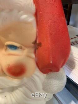 LARGE Vintage Blow Mold Santa Face Head 34 Empire Lighted with Cord CHRISTMAS