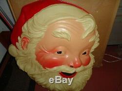 LARGE Vintage Blow Mold Santa Face Head 36 Lighted with Cord 1958 WORKS-LOOK
