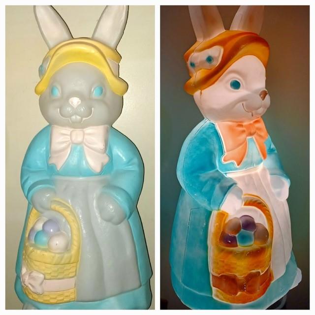 Large Vintage Empire Mrs. Easter Bunny Rabbit 36 Lighted Blow Mold Rare