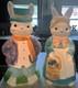 Large Vintage Empire Mrs. & Mr. Easter Bunny Rabbit 36 Lighted Blow Mold Rare