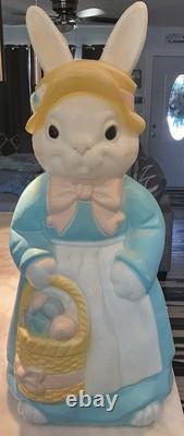 LARGE Vintage EMPIRE Mrs. & Mr. EASTER Bunny Rabbit 36 Lighted Blow Mold RARE LARGE Vintage EMPIRE Mrs. & Mr. EASTER Bunny Rabbit 36 Lighted Blow Mold RARE