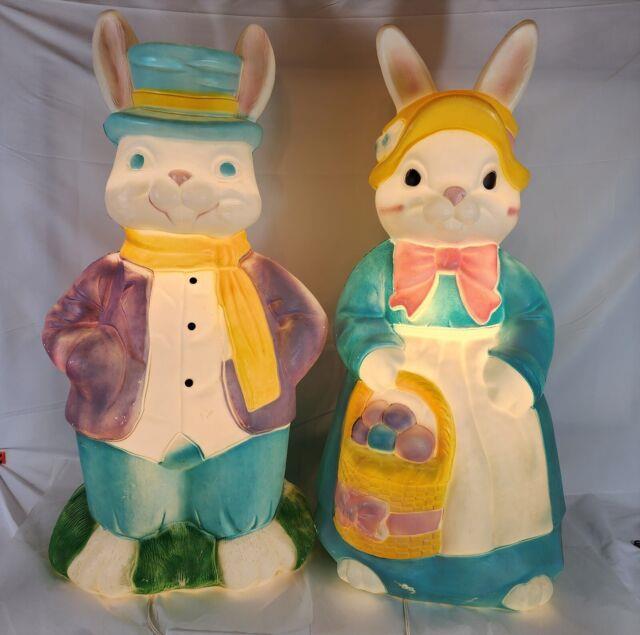 Lg Vintage Empire Blow Molds The Easter Bunny And Mrs. Easter Bunny