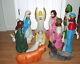 Lighted Vtg Christmas 12 Piece Empire Blow Mold Nativity Set Yard Decor