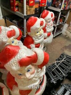 LOT/6x 43 Christmas Blow Mold Santa Claus Lighted Union Products FREE SHIPPING