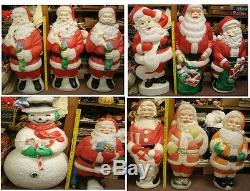 LOT OF 11 Vintage Christmas Lighted Blow Molds Santas Snowman Yard Decor 29-47