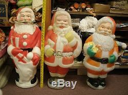 LOT OF 11 Vintage Christmas Lighted Blow Molds Santas Snowman Yard Decor 29-47