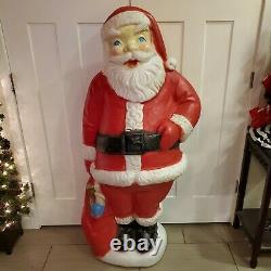 Large Blow Mold 60 Santa Claus With Light Cord Life Size 5 Tall VINTAGE
