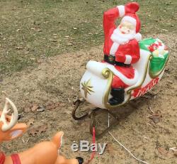 Large Blow Mold Santa, Sleigh, 9 Reindeer, Rudolph, Complete Set! Empire, Grd. Venture