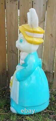 Large Empire Blow Mold Mrs. Easter Bunny Rabbit Yard Art Decoration 34 Vintage