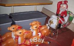Large Empire Christmas Blow Mold Santa Sleight with 9 Reindeer Local Pickup NJ