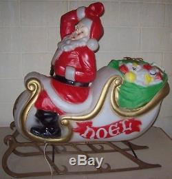 Large Empire Christmas Blow Mold Santa Sleight with 9 Reindeer Local Pickup NJ