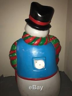 Large Santa's Best Blow Mold Snowman Hat Scarf Cane Beautiful Colors! Christmas