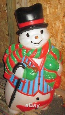 Large Santa's Best Blow Mold Snowman Hat Scarf Cane carrot nose