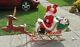 Large Santa W Sleigh And Reindeer Christmas Blow Mold Plastic General Foam Usa