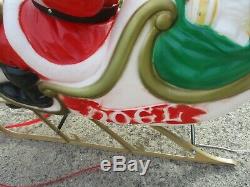 Large Santa w Sleigh and Reindeer Christmas Blow Mold Plastic GENERAL FOAM USA