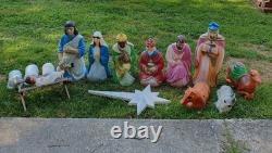 Large VTG 14 Piece Christmas Blow Mold Nativity Set tallest 36 ViewithRead