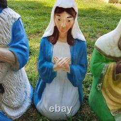 Large VTG 14 Piece Christmas Blow Mold Nativity Set tallest 36 ViewithRead