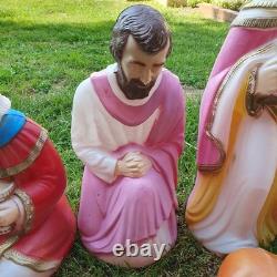 Large VTG 14 Piece Christmas Blow Mold Nativity Set tallest 36 ViewithRead