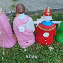 Large VTG 14 Piece Christmas Blow Mold Nativity Set tallest 36 ViewithRead