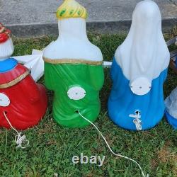 Large VTG 14 Piece Christmas Blow Mold Nativity Set tallest 36 ViewithRead