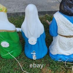 Large VTG 14 Piece Christmas Blow Mold Nativity Set tallest 36 ViewithRead