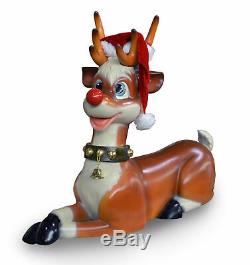 Laying Down Rudolph the Rednosed Reindeer Christmas Display Prop Decoration