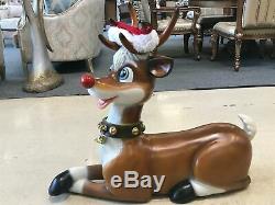 Laying Down Rudolph the Rednosed Reindeer Christmas Display Prop Decoration