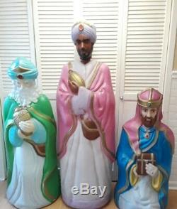 Life Size Nativity Wise Men Blow Mold-Set of 3-VTG-App. 62'Ht. 50' Ht. &42' Ht. HTF