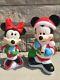 Lot 2 Pair Set Vtg Disney Mickey & Minnie Mouse Christmas Blow Mold 17 Santa