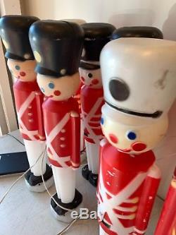 Lot Of 10 Vintage Blow Mold Toy Soldiers 31 Lawn Decor Christmas Mixed Helmets