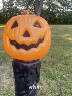 Lot Of 2 Blow Mold Halloween Pumpkin Black Candle Sunhill Lighted 36 USA RARE